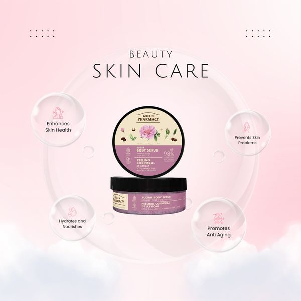 Tẩy da chết toàn thân Green Pharmacy Hoa hồng Damask và Bơ hạt mỡ 200ml