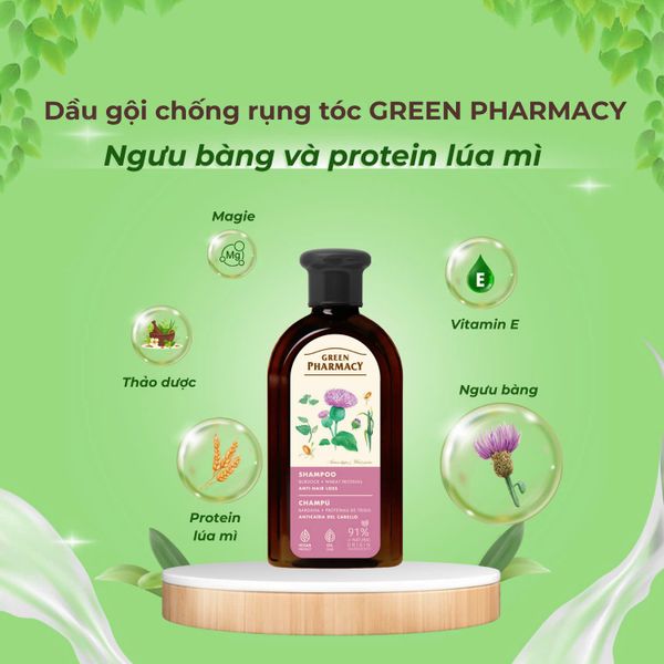 Dầu gội Green Pharmacy Cây ngưu bàng và Protein lúa mì 350ml