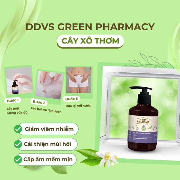 Dung dịch vệ sinh phụ nữ Green Pharmacy kháng viêm Cây Xô Thơm 370ml