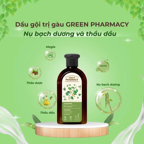 Dầu gội Green Pharmacy Nụ bạch dương và Dầu thầu dầu 350ml