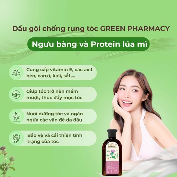 Dầu gội Green Pharmacy Cây ngưu bàng và Protein lúa mì 350ml