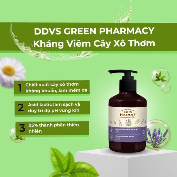 Dung dịch vệ sinh phụ nữ Green Pharmacy kháng viêm Cây Xô Thơm 370ml