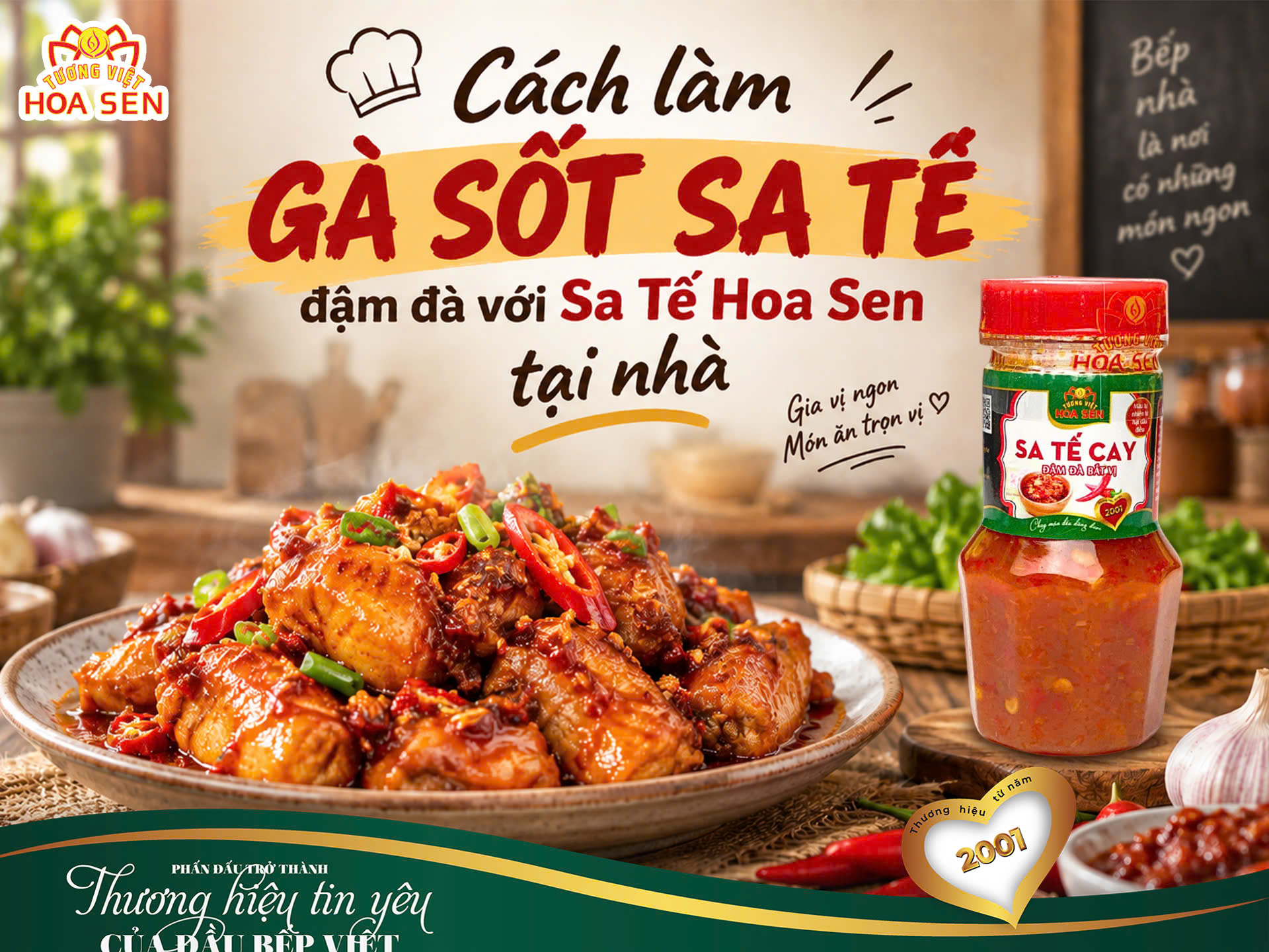 CÁCH LÀM GÀ SỐT SA TẾ ĐẬM ĐÀ VỚI SA TẾ HOA SEN TẠI NHÀ
