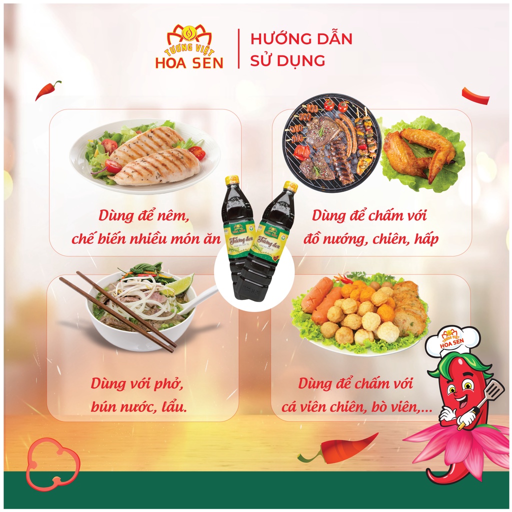 Tương Đen Chai 900g - Tương Việt Hoa Sen - Đậm đà bắt vị