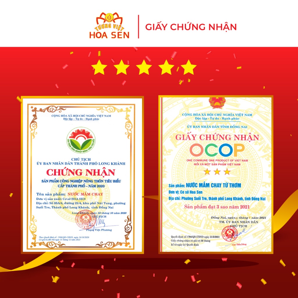 Combo 5 chai  - Nước mắm chay Từ Thơm chai 500ml - Tương Việt Hoa Sen - Đậm đà bắt vị