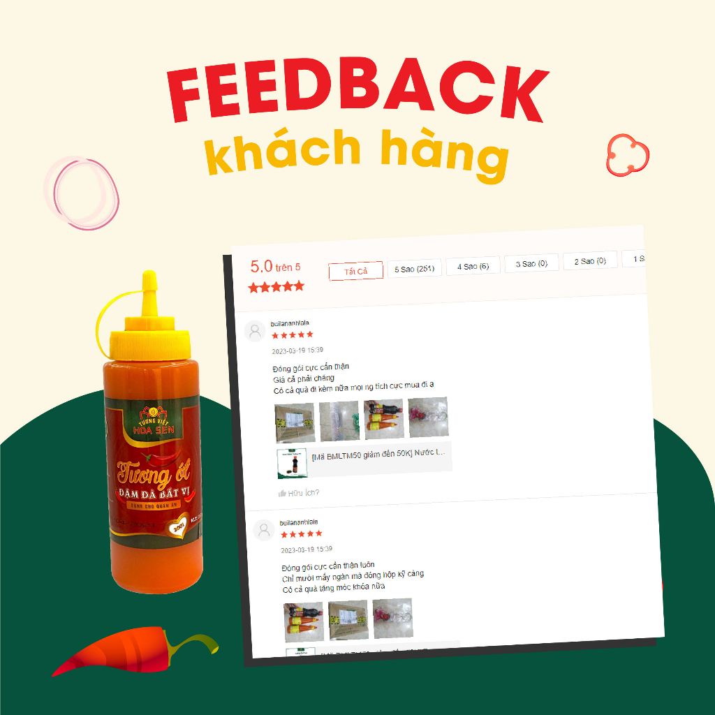 Chai tương ớt để bàn 500ml - Tương Việt Hoa Sen - Đậm đà bắt vị