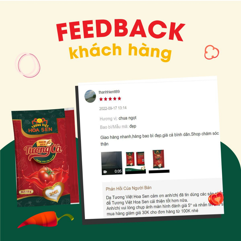 Tương Cà Gói 15g bịch 100 gói MM- Tương Việt Hoa Sen - Đậm đà bắt vị