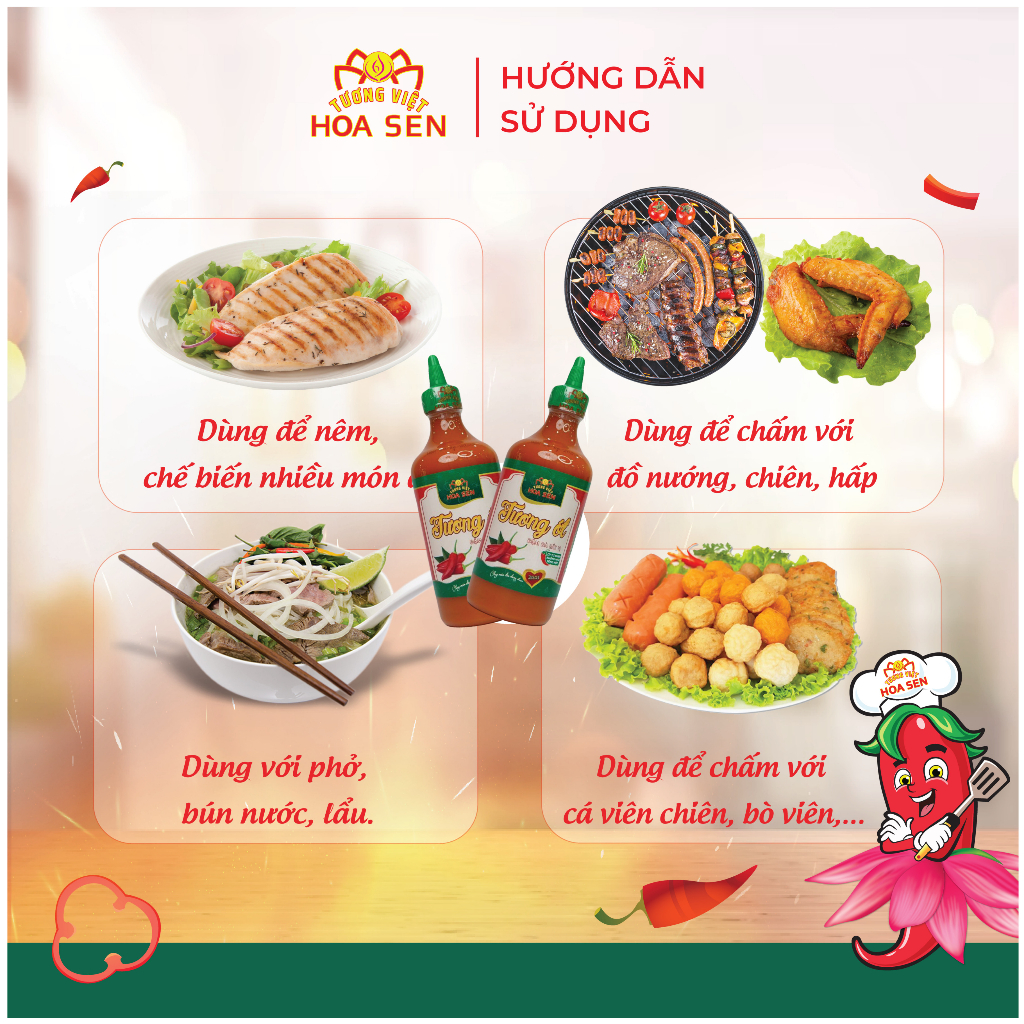 Tương Ớt Tương Việt Hoa Sen, đậm đà bắt vị, chai 535g