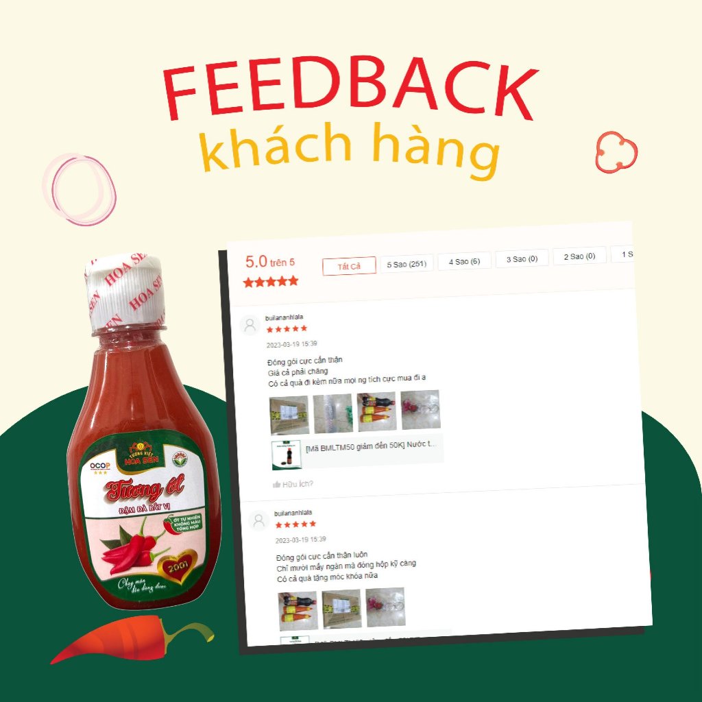 Tương ớt tự nhiên Tương Việt Hoa Sen chai 160g, không màu tổng hợp, đậm đà bắt vị