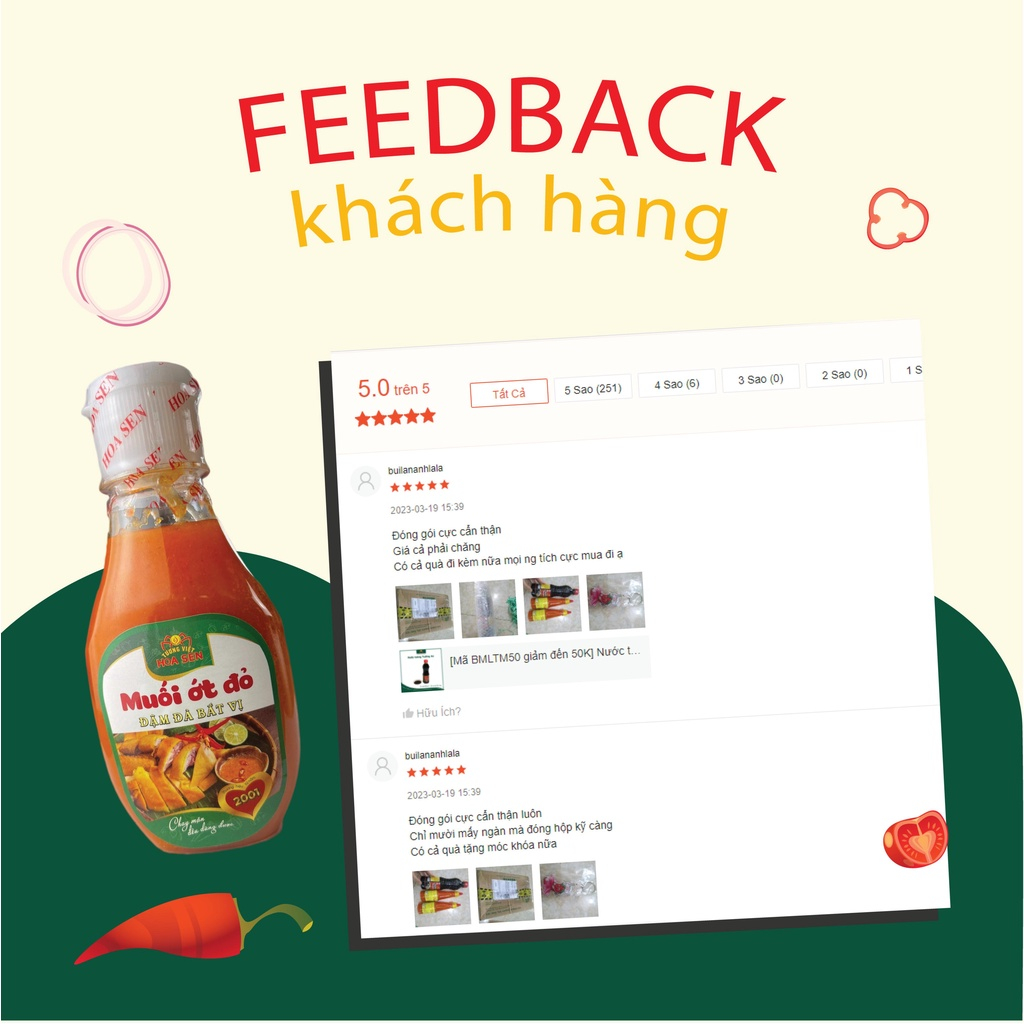 Muối ớt đỏ 185g Tương Việt Hoa Sen, dùng chấm hải sản, đồ nướng