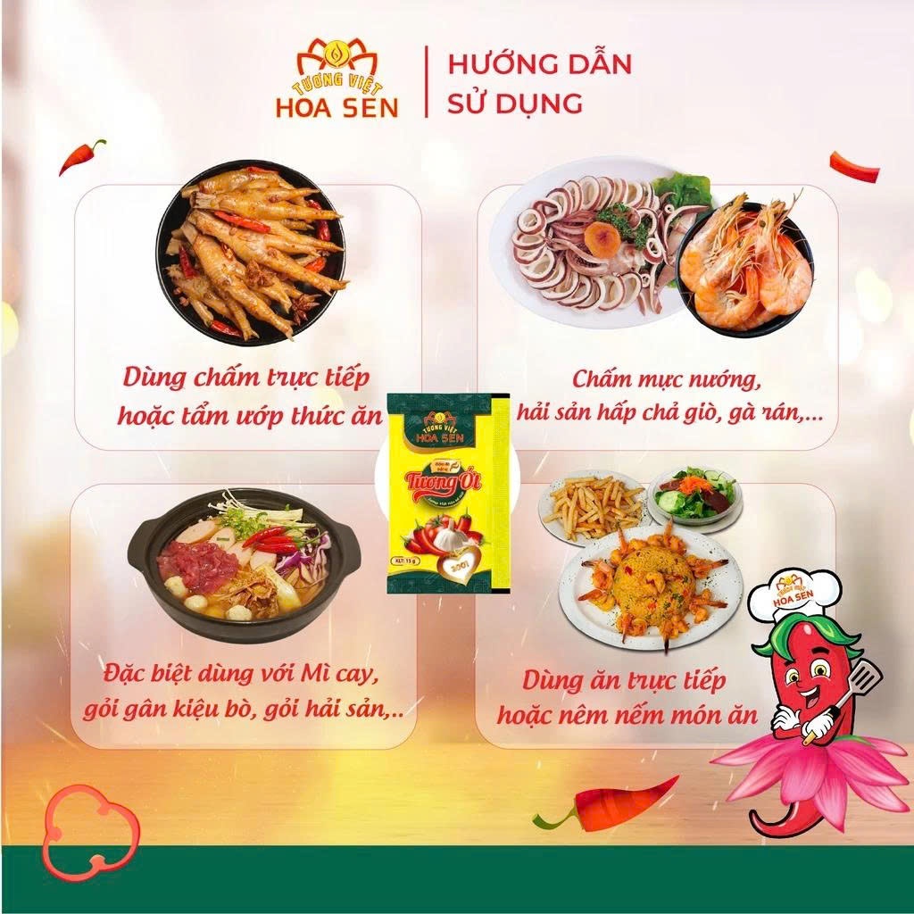 Thùng Tương Ớt Gói 15g MM - Thùng 6 túi/600 gói tiện lợi -Tương Việt Hoa Sen - Đậm đà bắt vị
