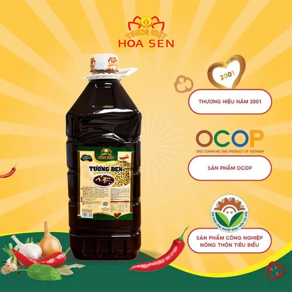 Tương đen 4.2kg bình tròn, đậm đà bắt vị - Tương Việt Hoa Sen
