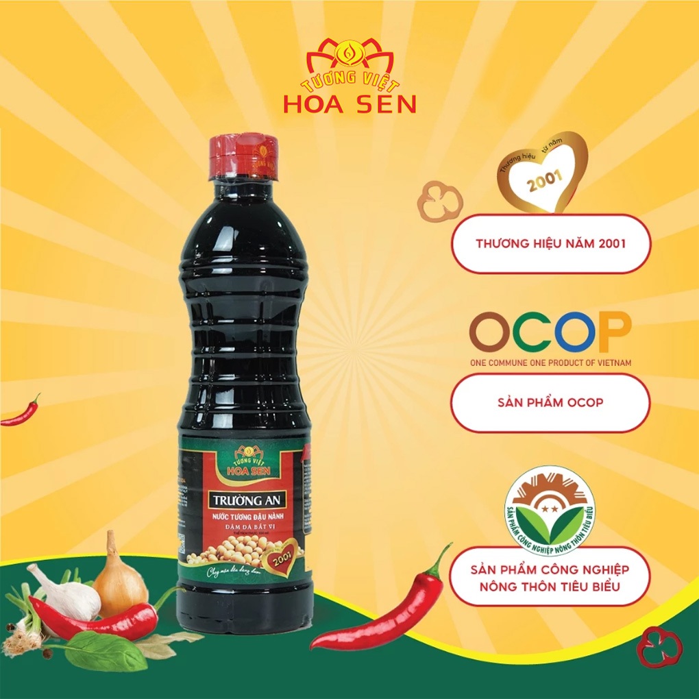 Combo 10 chai - Nước tương Trường An chai 500ml - Tương Việt Hoa Sen - Đậm đà bắt vị