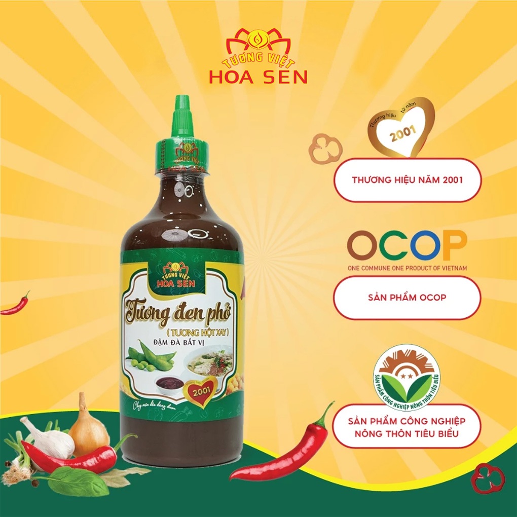 Tương đen phở chai 560g, đậm đà bắt vị - Tương Việt Hoa Sen