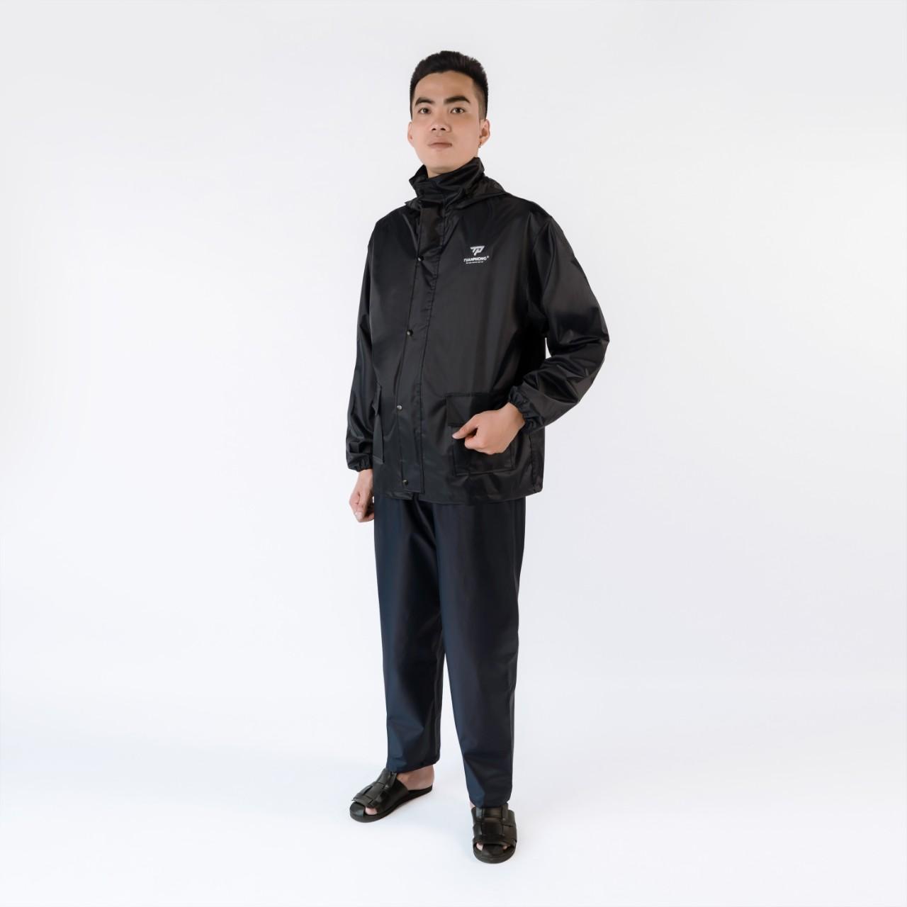 Bộ áo mưa 1 lớp 61B chống thấm tốt phản quang sau lưng cực sáng ( Vải dù cao cấp ) Tuấn Phong