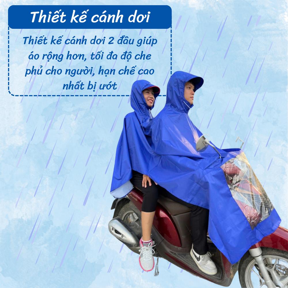 Áo mưa cánh dơi 2 đầu (81-2G) có kính chất liệu vải dù vân tổ ong cao cấp chống thấm mưa tốt (Tuấn Phong)