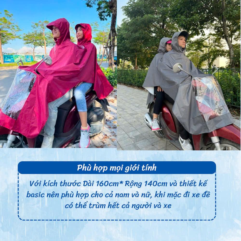 Áo mưa cánh dơi 2 đầu (81-2G) có kính chất liệu vải dù vân tổ ong cao cấp chống thấm mưa tốt (Tuấn Phong)
