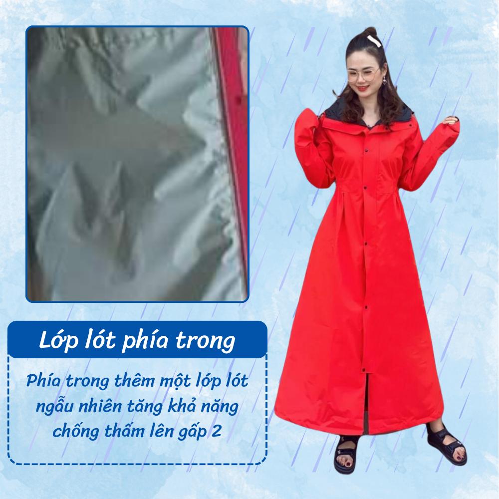 Áo mưa măng tô nữ 52A 2 lớp phong cách thời trang trẻ trung nặng động đi mưa và chống rét (Tuấn Phong)