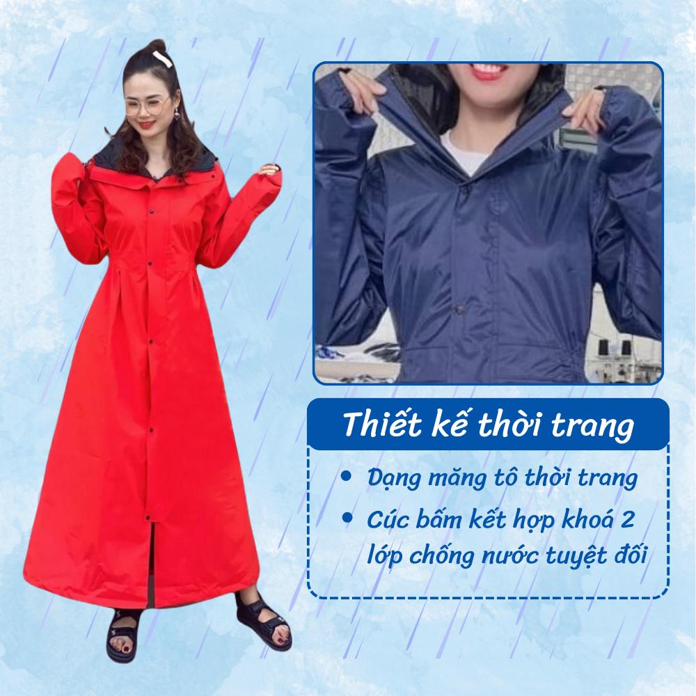 Áo mưa măng tô nữ 52A 2 lớp phong cách thời trang trẻ trung nặng động đi mưa và chống rét (Tuấn Phong)