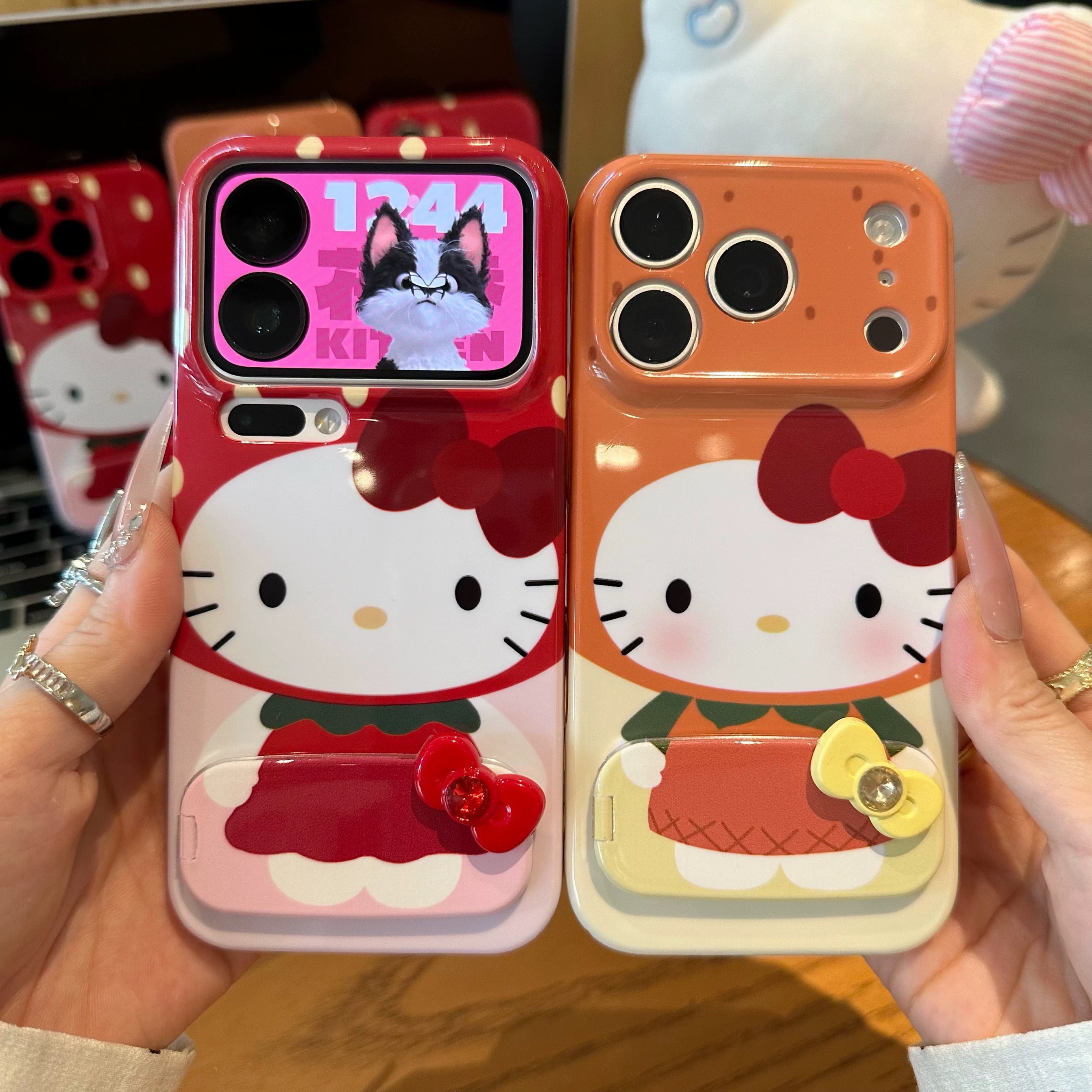 Ốp lưng Hello Kitty nơ đỏ có gương_O12 (Iphone, Huawei, Honor, OPPO, Vivo, Xiaomi & Redmi)