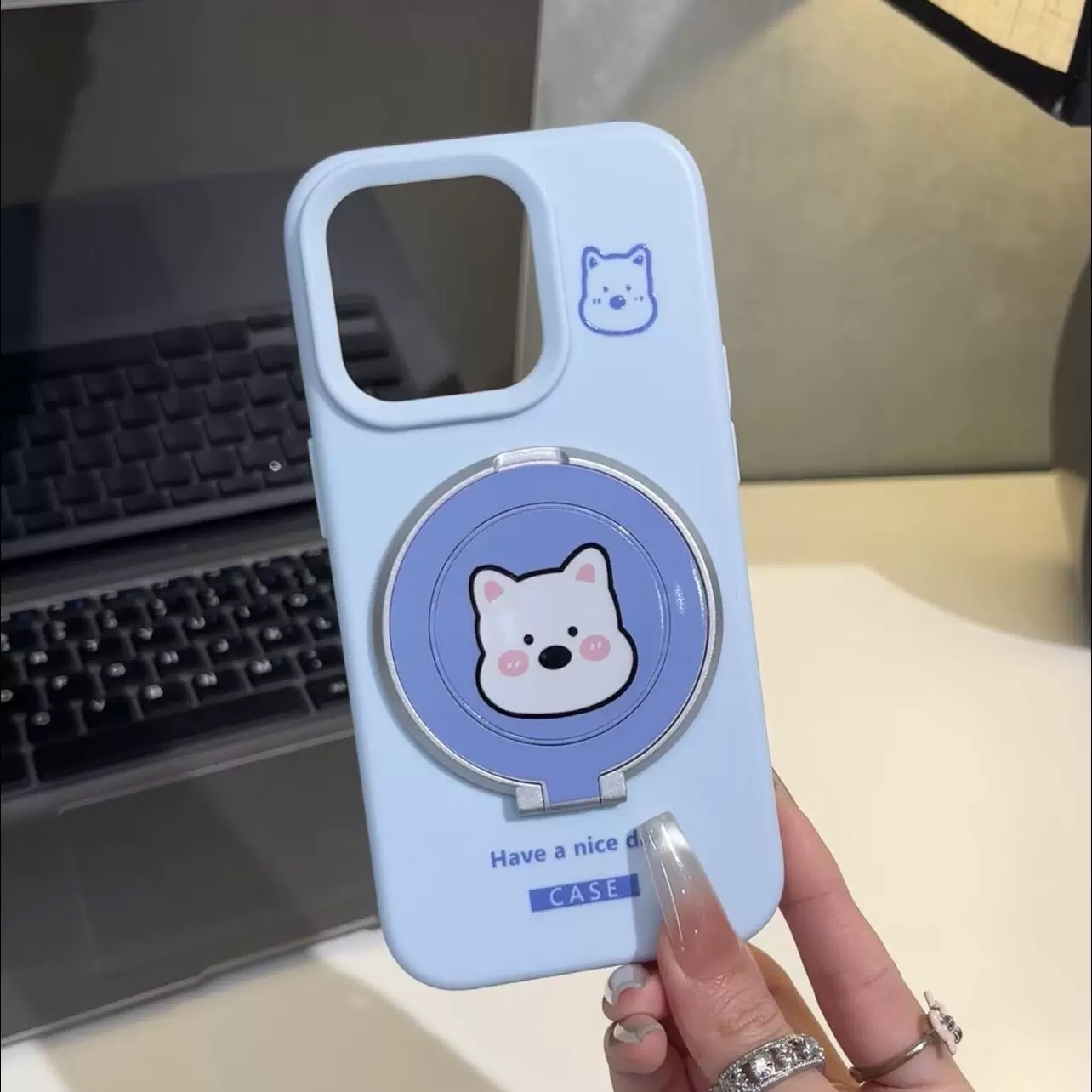 Ốp lưng mèo dễ thương kèm giá đỡ điện thoại_O25 (Tất cả các dòng Iphone)