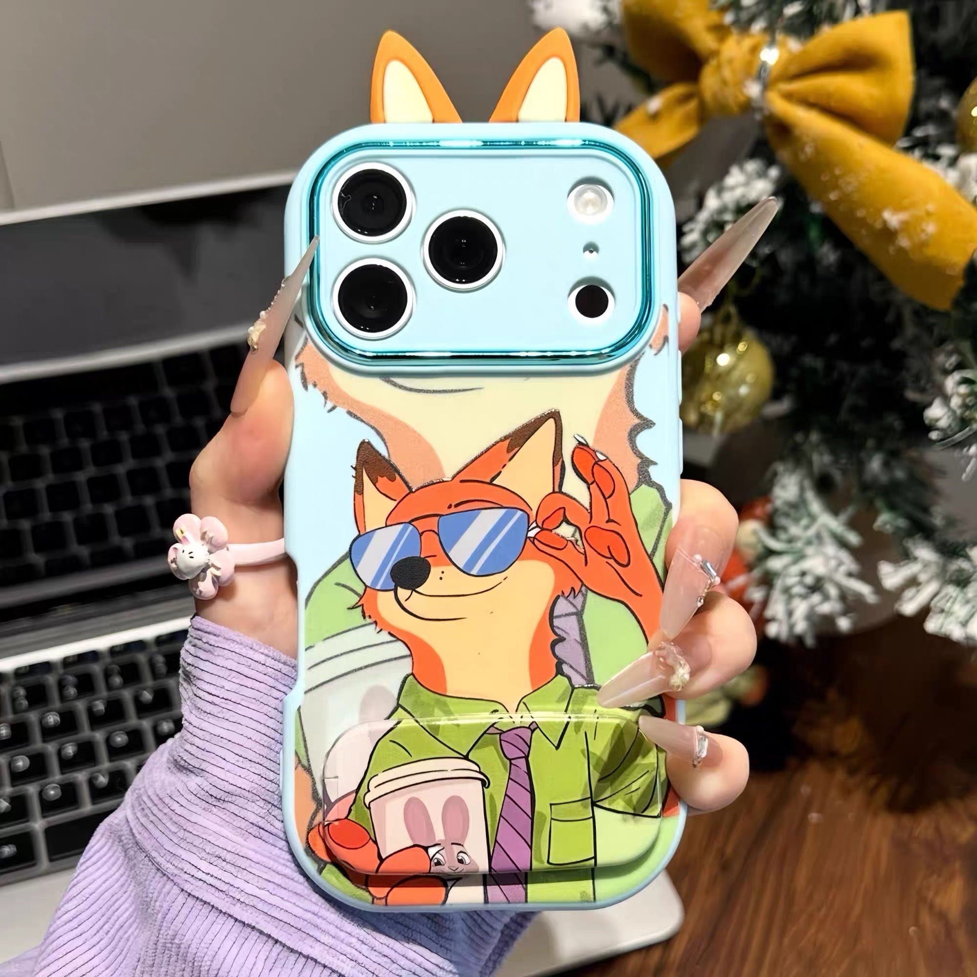 Ốp lưng Nick và Judy tai dễ thương kèm gương_O06 (Iphone, Huawei, Honor, OPPO, Vivo, Xiaomi & Redmi)
