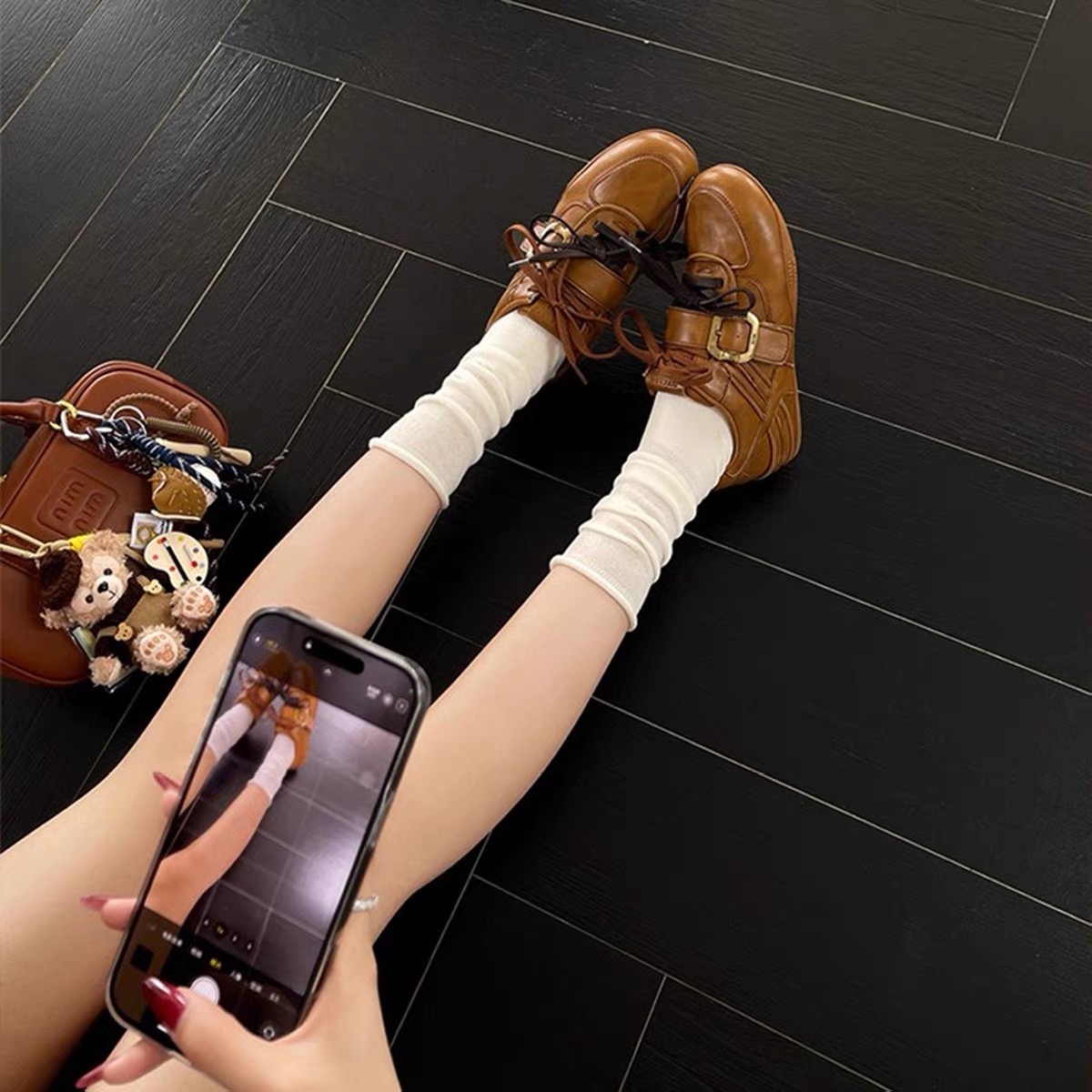 Giày sneaker nữ phối dây buộc khóa kim loại phong cách cá tính_S09