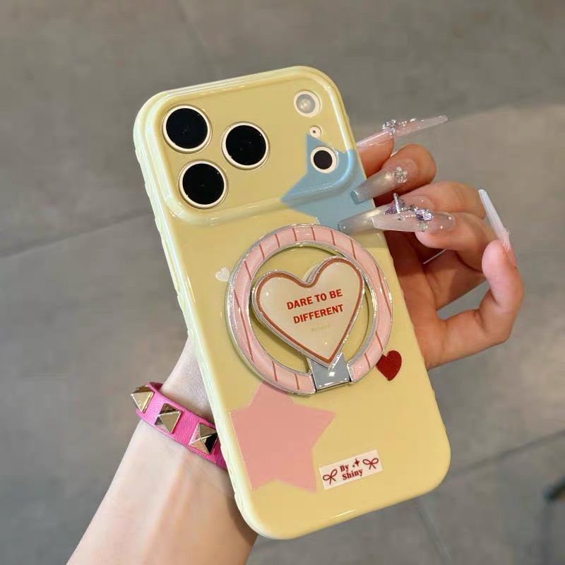 Ốp lưng điện thoại hình trái tim, họa tiết pastel dễ thương kèm giá đỡ điện thoại_O154 (Iphone, Huawei, Honor, OPPO, Vivo, Xiaomi & Redmi)