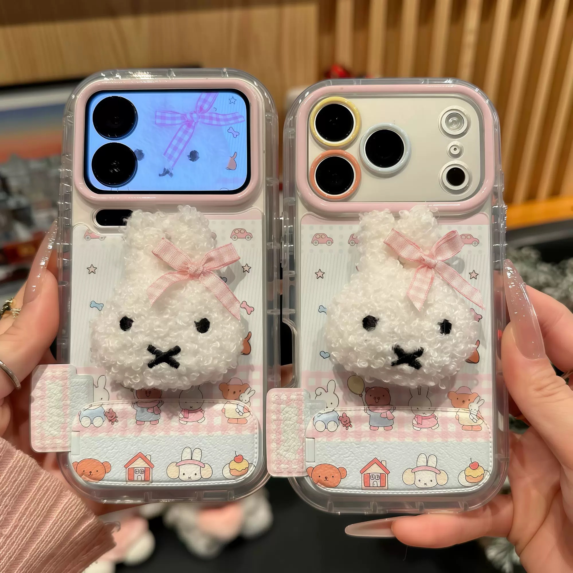 Ốp lưng Miffy bông nơ hồng kèm gương_O97 (Iphone, Huawei, Honor, OPPO, Vivo, Xiaomi & Redmi)
