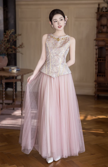 Váy dạ hội dáng dài phong cách cổ điển_I48