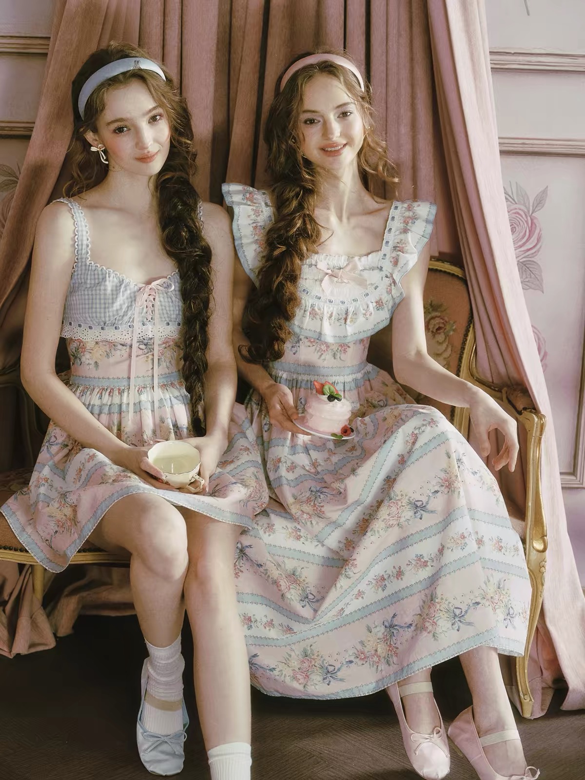 LaceMade váy hai dây họa tiết hoa vintage_Y114