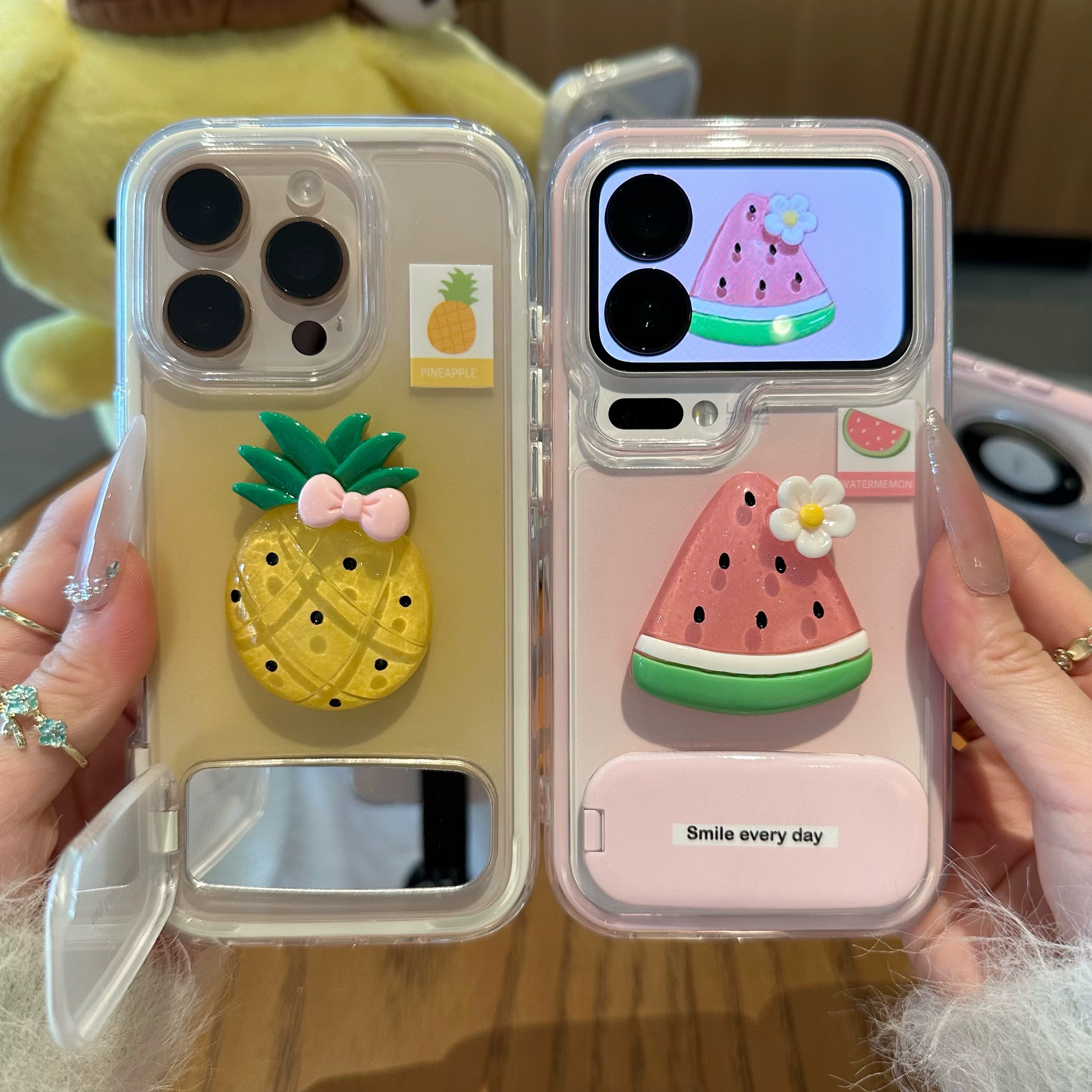 Ốp lưng trái cây nổi 3D kèm gương mini_O11 (Iphone, Huawei, Honor, OPPO, Vivo, Xiaomi & Redmi)