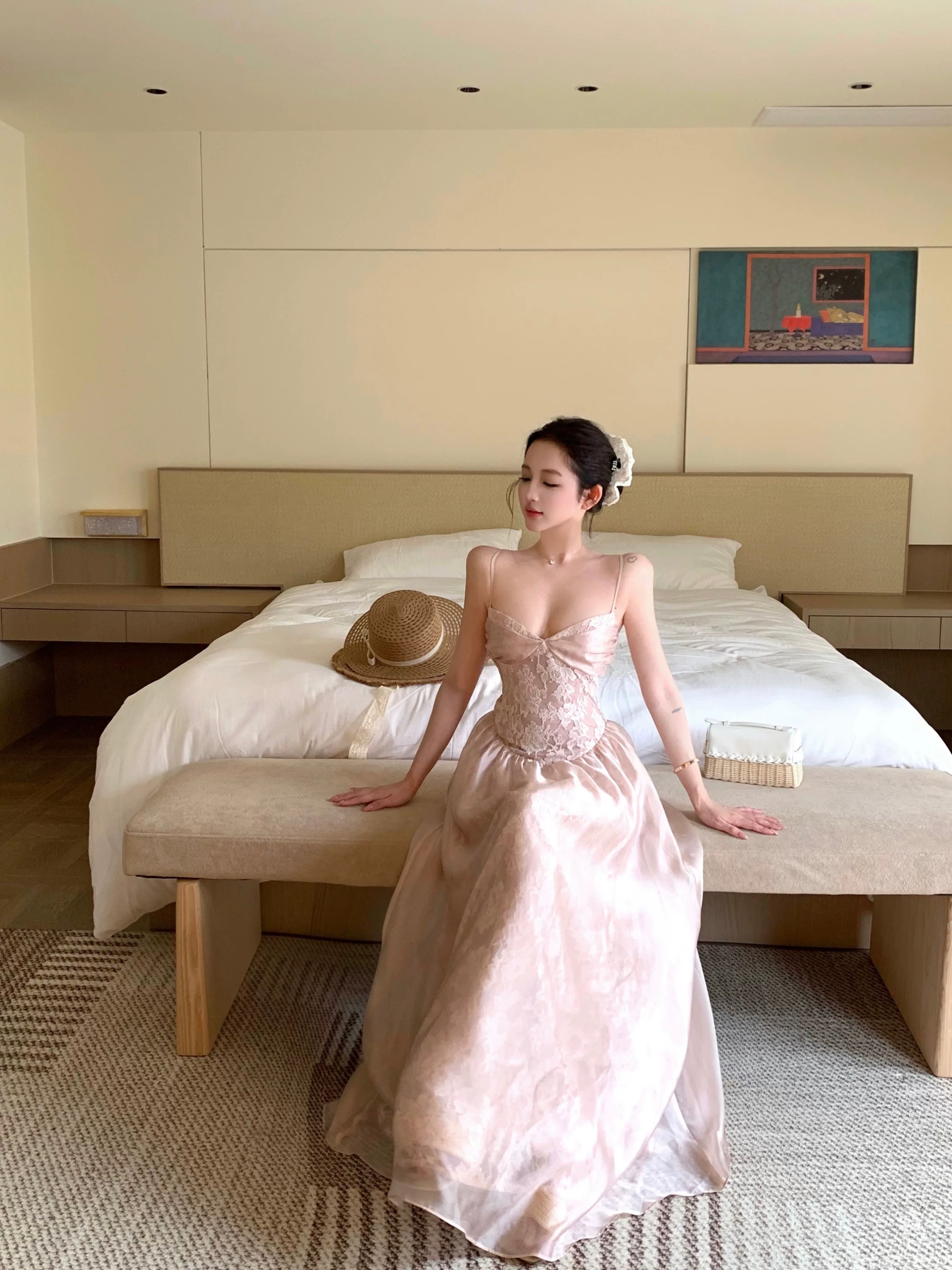 Váy maxi ren dài nữ tính nhẹ nhàng_Y15