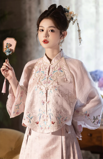 Váy cổ trang thêu hoa dáng dài_I80