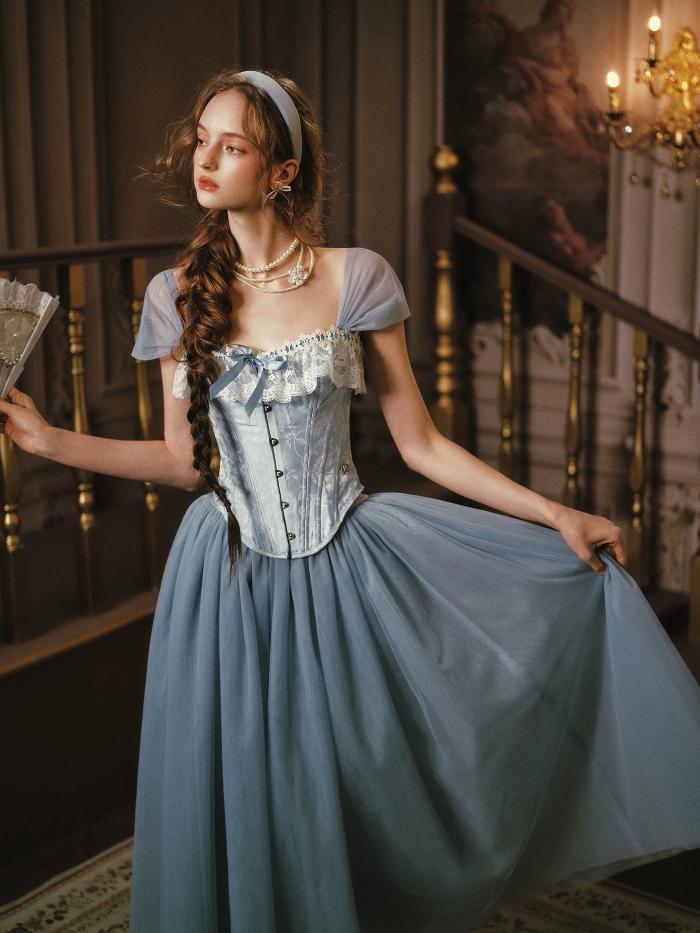 LaceMade váy corset ren xanh pastel công chúa vintage_V26