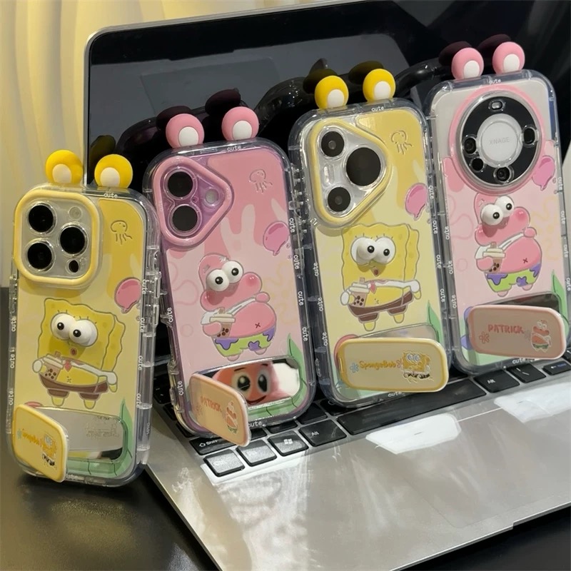 Ốp lưng SpongeBob và Patrick kèm gương_O36 (Iphone, Huawei, Honor, OPPO, Vivo, Xiaomi & Redmi)