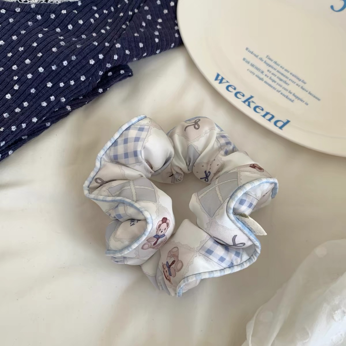 Scrunchie vải họa tiết bản lớn_R06