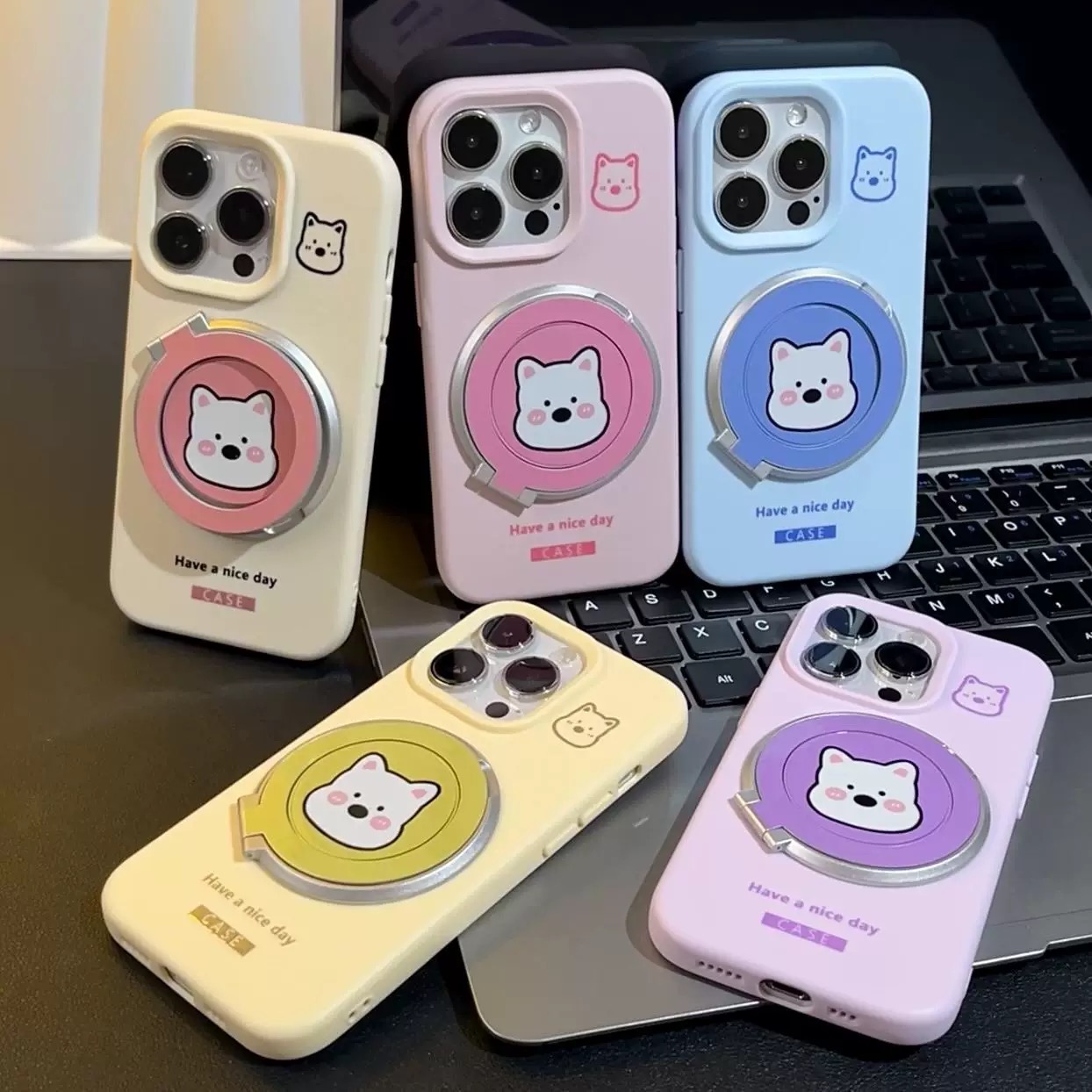 Ốp lưng mèo dễ thương kèm giá đỡ điện thoại_O25 (Tất cả các dòng Iphone)
