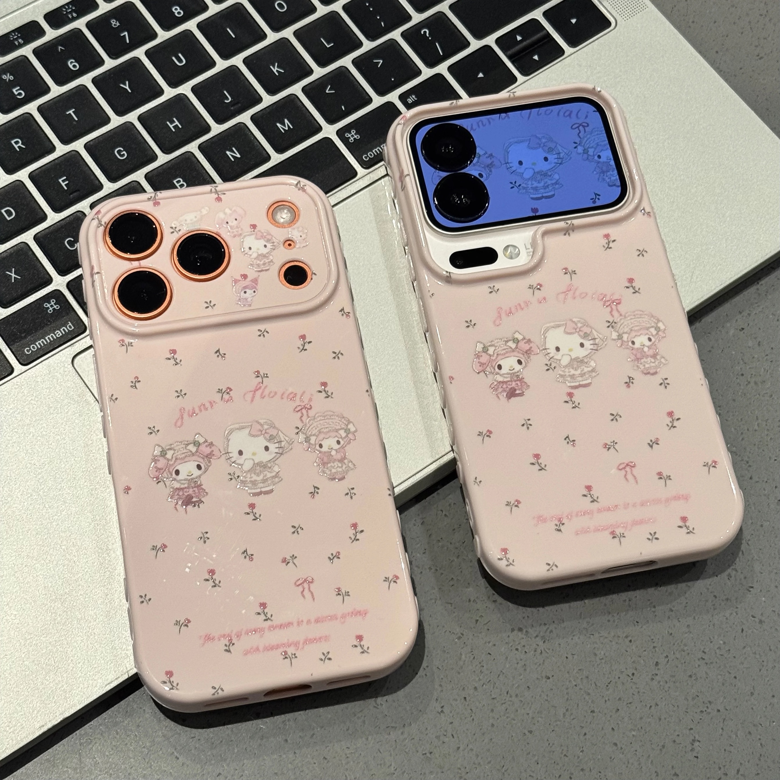 Ốp lưng Hello Kitty & My Melody hoa nhí kèm gương_O98 (Iphone, Huawei, Honor, OPPO, Vivo, Xiaomi & Redmi)