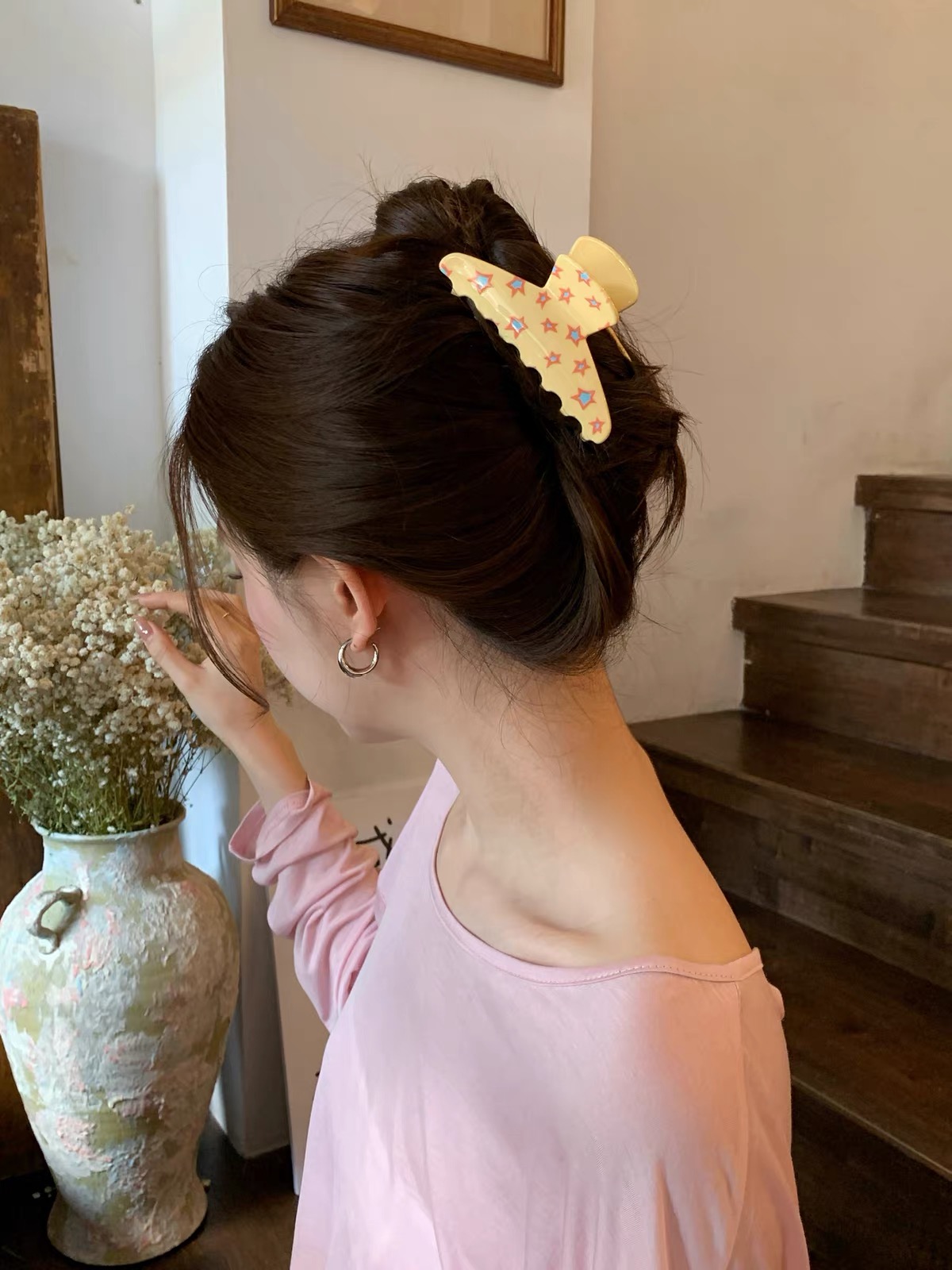 Kẹp tóc càng cua họa tiết ngôi sao, chấm bi_T40