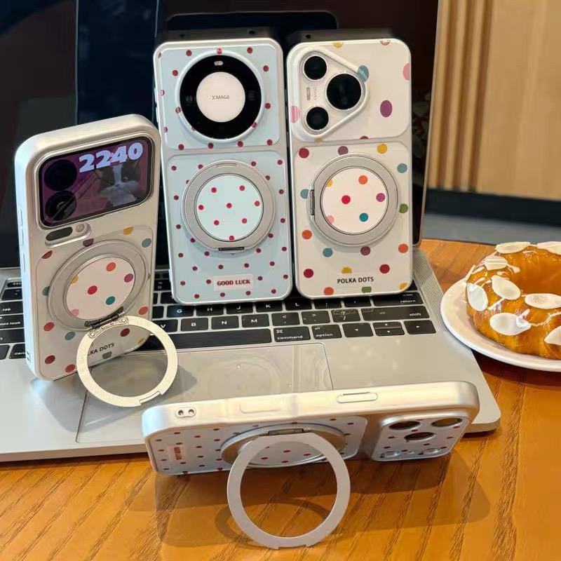 Ốp lưng chấm bi kèm giá đỡ điện thoại_O146 (Iphone, Huawei, Honor, OPPO, Vivo, Xiaomi & Redmi)