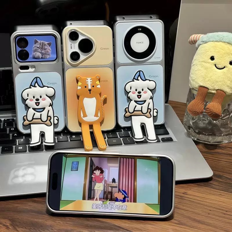 Ốp lưng chó trắng hổ cam giá đỡ điện thoại_O114 (Iphone, Huawei, Honor, OPPO, Vivo, Xiaomi & Redmi)