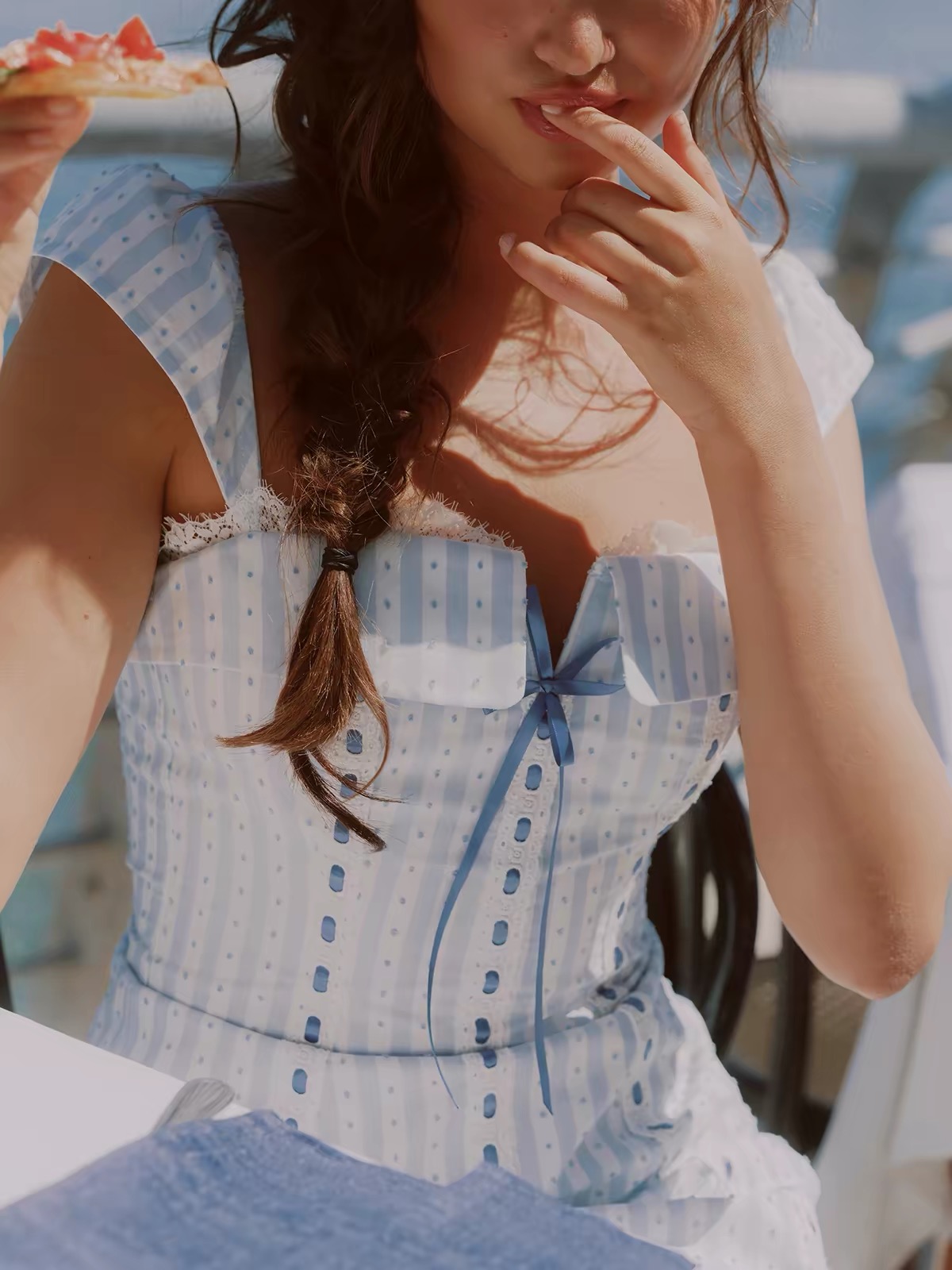 LaceMade váy corset ren chấm bi tay ngắn_Y105