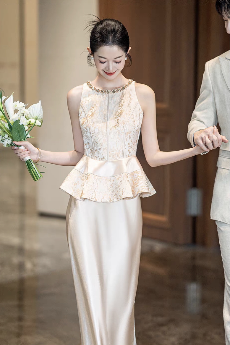 Váy peplum ren dự tiệc cưới thanh nhã_I43