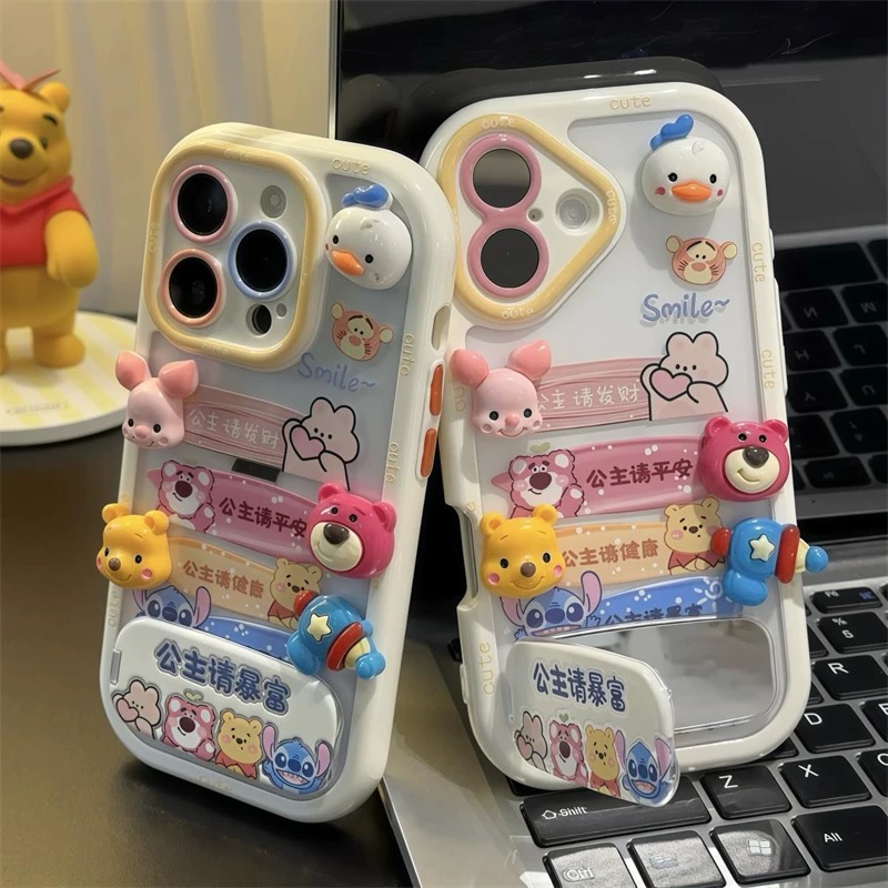 Ốp lưng Disney gấu Lotso & Winnie the Pooh kèm gương_O109 (Iphone, Huawei, Honor, OPPO, Vivo, Xiaomi & Redmi)