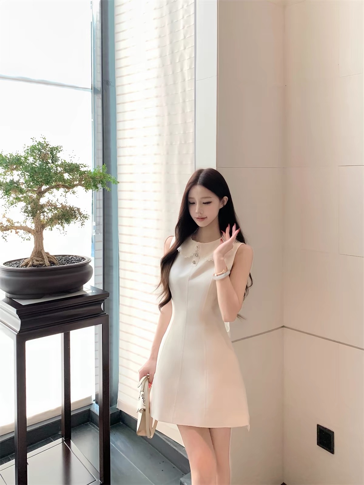 Váy chữ A cổ tròn nữ tính_Y85