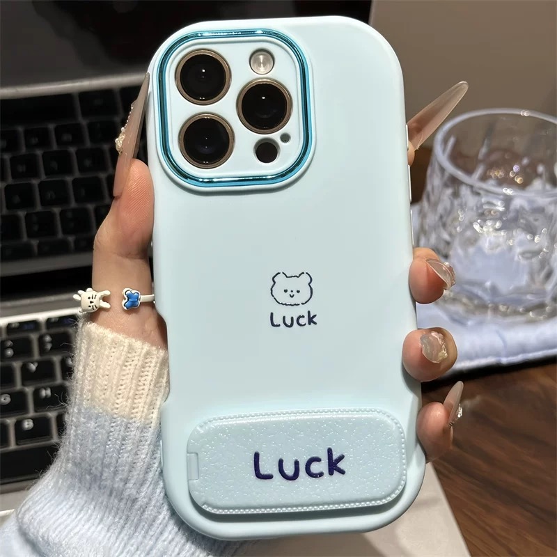Ốp lưng Gấu Luck kèm gương_O124 (Iphone, Huawei, Honor, OPPO, Vivo, Xiaomi & Redmi)