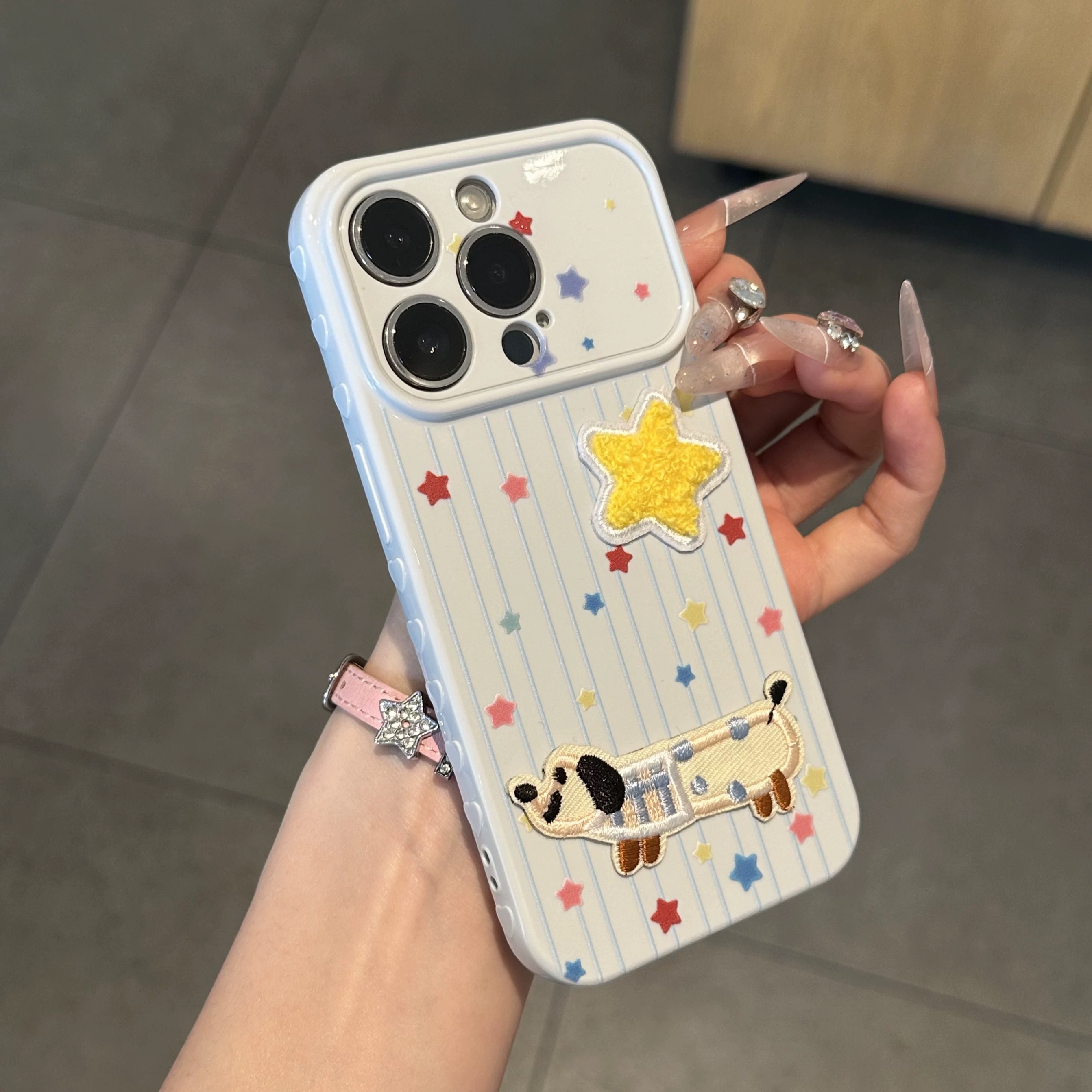 Ốp lưng Cún sao bông thêu_O121 (Iphone, Huawei, Honor, OPPO, Vivo, Xiaomi & Redmi)