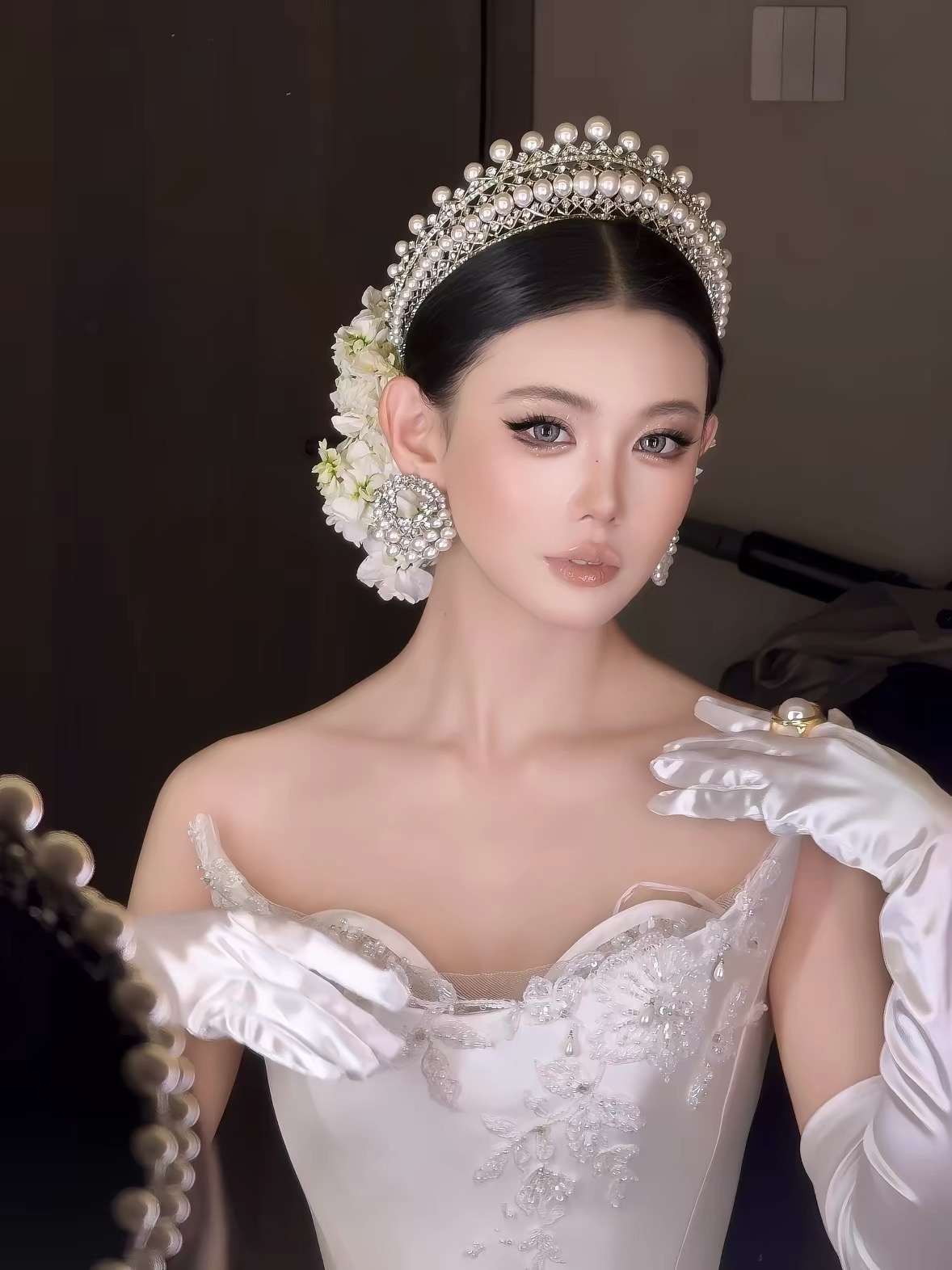 Cài tóc cô dâu ngọc trai đính hoa_X23