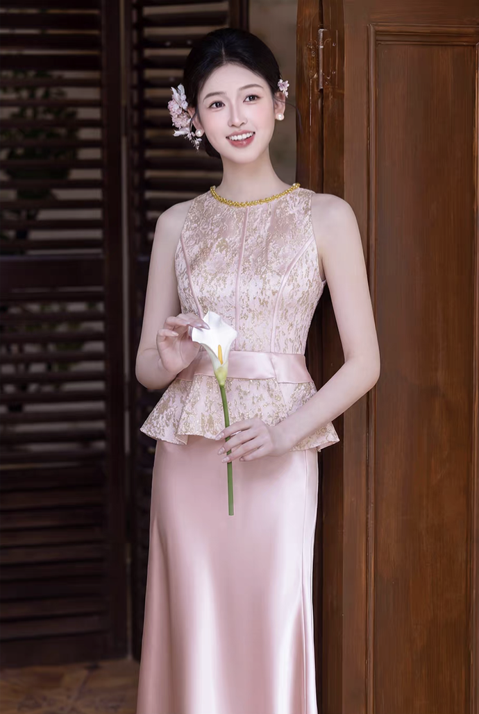 Váy peplum ren dự tiệc cưới thanh nhã_I43